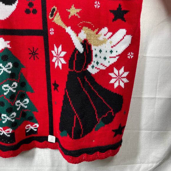 NUTCRACKER Christmas Holiday Sweater Size L Red Embellished Angel Snowman Winter - Picture 8 of 16